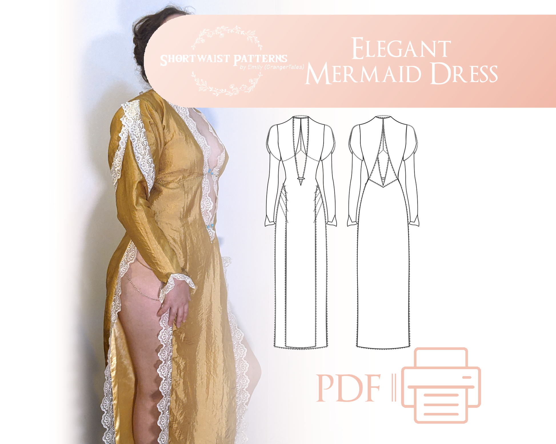 Elegant Mermaid Dress | PDF Pattern Sizes 6-30 Shortwaist Patterns Elegant Mermaid Dress | PDF Pattern Sizes 6-30 Shortwaist Patterns