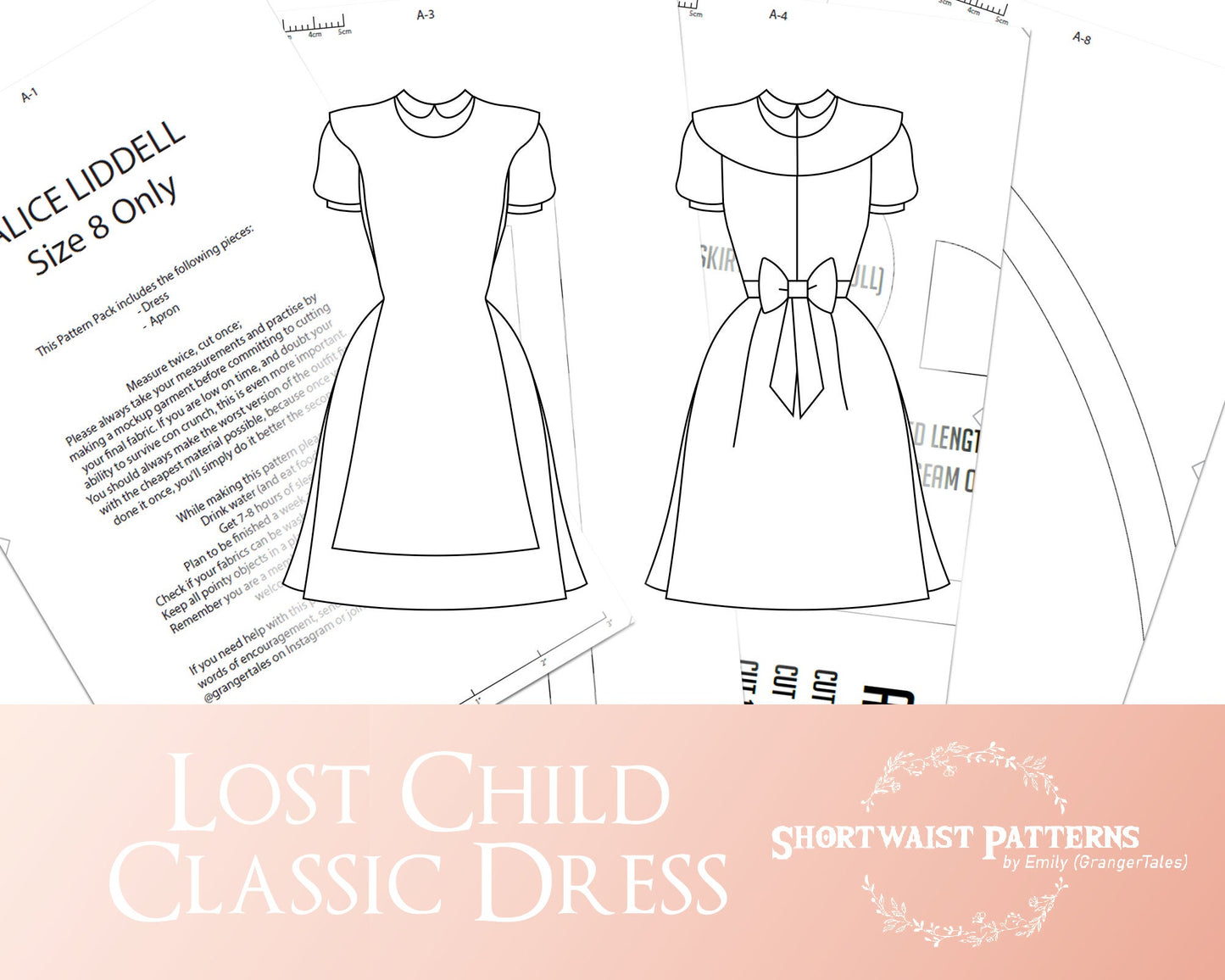 Lost Child Classic Dress | Dress and Apron Pattern Pack | Size 8 Only