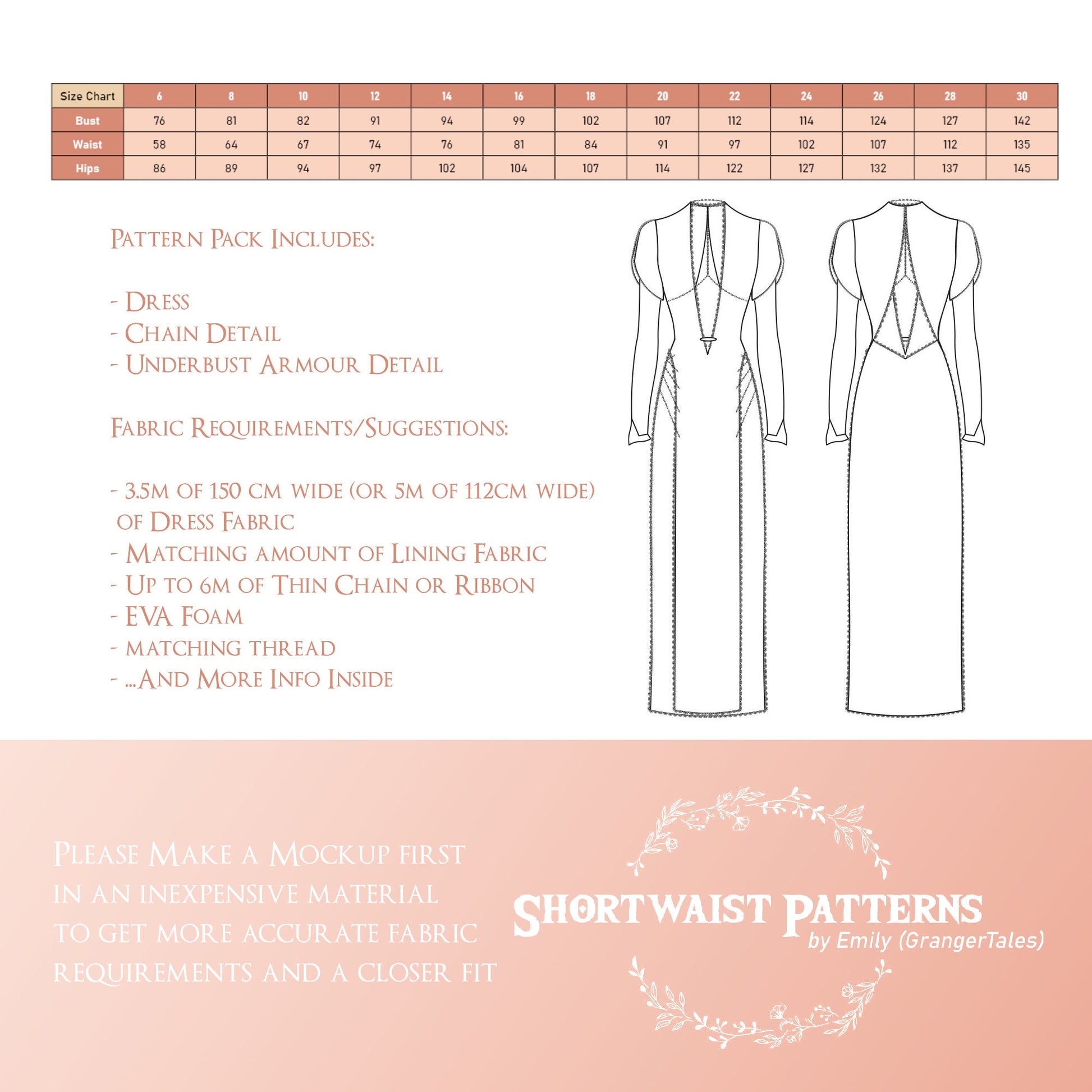 Elegant Mermaid Dress | PDF Pattern Sizes 6-30 Shortwaist Patterns Elegant Mermaid Dress | PDF Pattern Sizes 6-30 Shortwaist Patterns